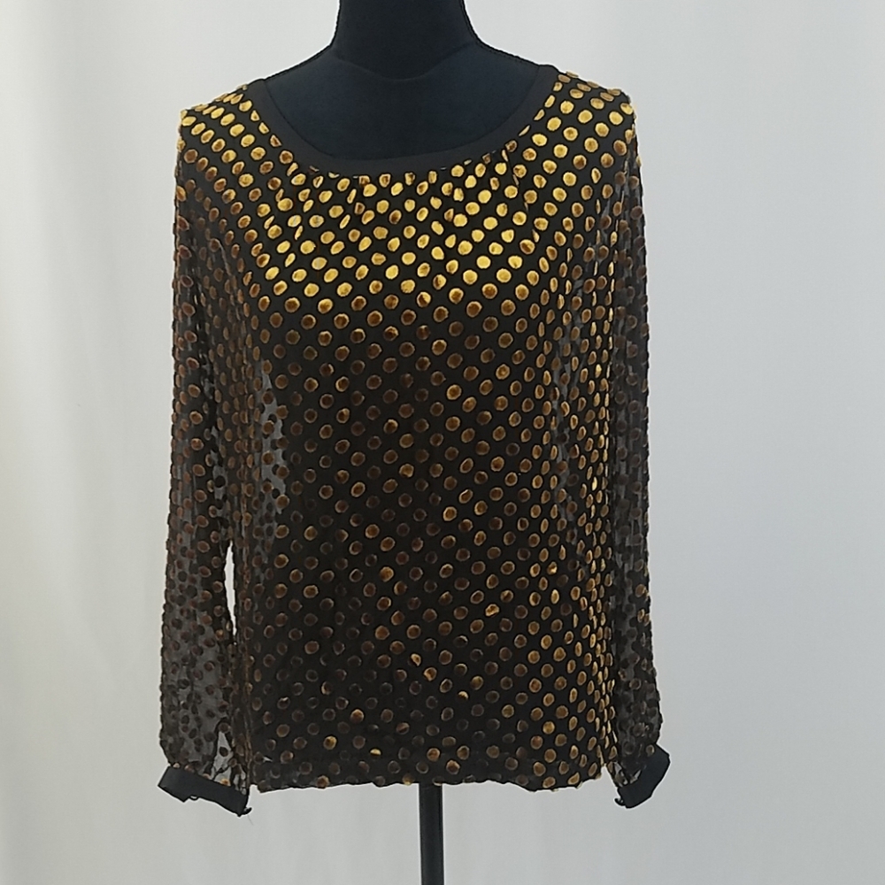 Club Monaco women XS sheer Jessica top long sleeve old Money, Preppy Romantic